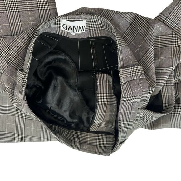 Ganni Check Plaid Phantom Suiting Pleated Window Pane Academia Trouser Pant 8/10 - Picture 12 of 14